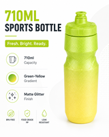 Bouteille d'eau sport en plastique PP de 710 ml, avec logo personnalisé, dégradé de couleurs, givrée, scintillante, pour le cyclisme, le vélo, les activités de plein air, sans BPA