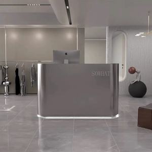 Mostrador de Recepción de Acero Inoxidable Personalizado en Oferta, Mostrador de Caja Pequeño para Tienda, Mostrador Simple para Barbería, Salón de Belleza - Product Image 1