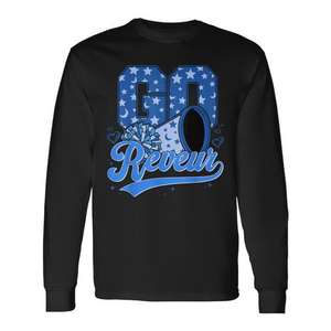 T-shirt à manches longues Go Reveur, motif cheerleading, étoiles bleues, coton confortable, style mode uni - Product Image 1