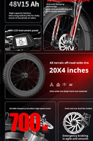 Vélo électrique pliable à gros pneus 20 pouces, batterie lithium 48V 500W, vélo électrique pour adultes, tout-terrain, pour les trajets quotidiens