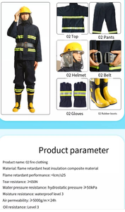 ชุดนักดับเพลิงแบบเต็มชุด วัสดุ Nomex ทนไฟ มาตรฐาน EN469 พร้อมรองเท้า หมวก ถุงมือ สำหรับงานดับเพลิงโครงสร้าง - Product Image 4