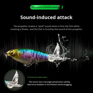 Leurre flottant artificiel pour la pêche en eau douce, système de surface, crayon explosif à hélice, hameçons en acier inoxydable, <span class=keywords><strong>carpe</strong></span> - Product Image 5