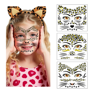 Tatuajes Temporales <span class=keywords><strong>de</strong></span> Animales <span class=keywords><strong>de</strong></span> Dibujos Animados, con Diseño <span class=keywords><strong>de</strong></span> Murciélago y <span class=keywords><strong>Jirafa</strong></span>, para Niños y Niñas, con Brillo, Pintura <span class=keywords><strong>de</strong></span> Maquillaje, Pegatinas Faciales - Product Image 5