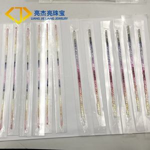 사각형 멀티 컬러 사파이어 팔찌 테니스 링크 체인 2mm 3mm 레인보우 합성 커런덤 주얼리 - Product Image 3