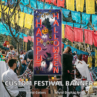 Bannière de festival personnalisée en polyester avec impression numérique, pour Halloween, anniversaire, fête, intérieur/extérieur, décorations suspendues