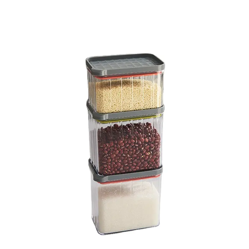 ओब्लांग फूड कंटेनर भंडारण मसाले के लिए पारदर्शी खाद्य कैनिस्टर को सील अंगूठी की बोतलें रसोई भंडारण बॉक्स