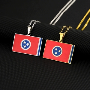 Acero inoxidable esmaltado Estados Unidos 50 Estados bandera collares 18K oro <span class=keywords><strong>Alabama</strong></span> Alaska Arizona Hawaii Ohio colgante collar - Product Image 3