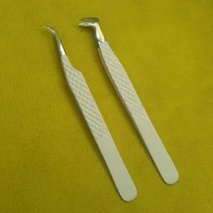 ชุดแหนบต่อขนตา2ชิ้น,แหนบ45องศาแหนบขนตาเพิ่มวอลลุ่มสีครีม - Product Image 1