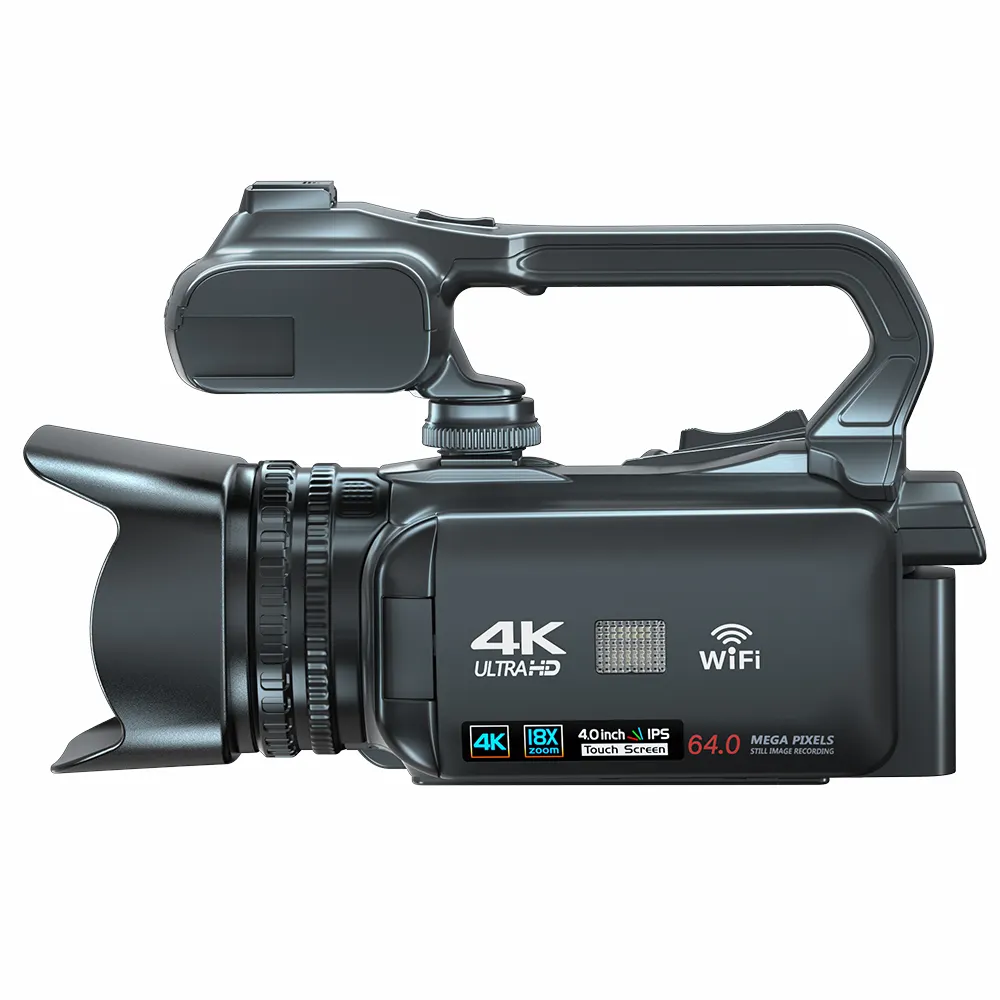 Enregistreur de caméra numérique pour vlogging Zoom 18X Caméscope 4K Appareil photo numérique pour la photographie en direct Écran de 4 pouces Webcam Wifi 6