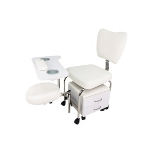 Mesa de Manicura Moderna con Silla de Pedicura en Negro, Blanco y Rosa, con Taburete Móvil para Peluquería - Product Image 6