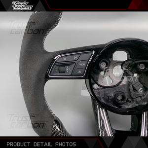 Volant sport en fibre de carbone personnalisé avec poignées en microfibre et support LED pour <span class=keywords><strong>Audi</strong></span> <span class=keywords><strong>A4</strong></span> S4 A5 S3 Q5 2016-2022 Avant <span class=keywords><strong>40</strong></span> <span class=keywords><strong>TFSI</strong></span> - Product Image 4
