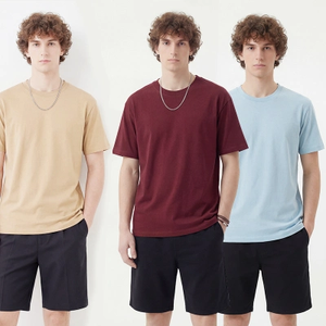 T-shirt d'été en coton pour homme, <span class=keywords><strong>simple</strong></span>, basique, décontracté, sportif, anti-boulochage, respirant - Product Image 1
