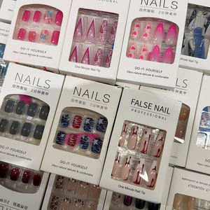 24 Piezas de Uñas Postizas con Pegamento de Gelatina, Diseño de Flor y Mariposa, Largas Estilo Bailarina Francesa, Uñas Falsas de Cobertura Completa, Puntas de Uñas Acrílicas para Presionar - Product Image 4