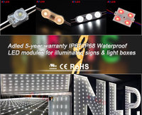 Module LED SMD 2835 1,8W 4 LED, DC12V, IP68, étanche, rétroéclairage, garantie 7 ans, CRI80, dimmable, certifié CE, 170lm/W, pour vitrine