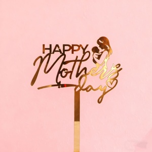 Décoration de gâteau thème Fête des Mères, rose rouge et or, accessoire de gâteau, topper de gâteau double <span class=keywords><strong>couche</strong></span>, Fête des Mères - Product Image 6