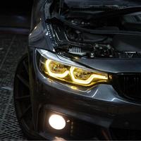 LIANGTU Faros Delanteros LED Estilo Ikon V2 Amarillo Blanco DRL para BMW F32 F33 F36 F80 F82 M3 M4, Luces Delanteras con Señal de Giro Alta y Baja