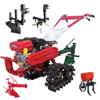 Tractor de un solo eje con motor diésel para labranza y arado, 7HP/173F, refrigerado por aire, minicultivador de potencia, microcultivador diésel con doble cadena.