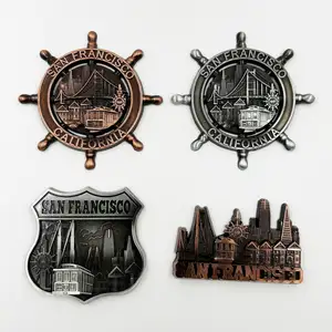 Creative San Francisco Travel Souvenirs 3D Metal Fridge Magnets Custom Zinc Alloy Fridge Magnets