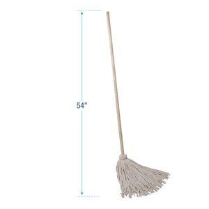 Serpillère en microfibre à tête en coton blanc Boardwalk 24 oz, manche en bois de chêne de 54 pouces, éponge PVA à enveloppement manuel pour usage domestique, lot de 6, offert - Product Image 1