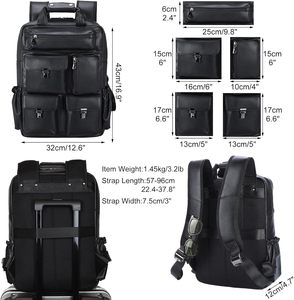 <b>Leather</b> <b>Backpack</b> for Men Vintage 15.6 Inch <b>Laptop</b> Bag Multi Pockets Casual Travel Daypack Brown - Product Image 5