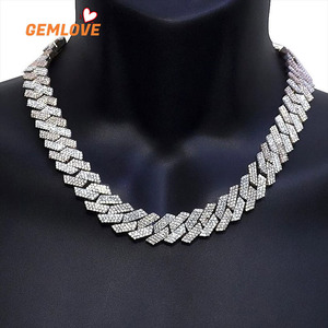 Collar Personalizado GEMLOVE para Raperos, Cadena de Eslabones con Diamantes en Oro Blanco, Estilo Hiphop Unisex para Uso Diario - Product Image 5