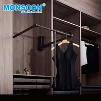 Porte-vêtements escamotable silencieux pour armoire, gain de place, en acier, avec double amortisseur et fermeture douce