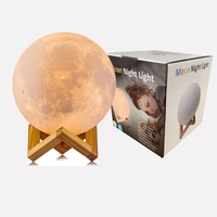 Lampe Lune Tactile Rechargeable à Intensité Variable, 15 cm, 16 Couleurs, Impression 3D, Télécommandée, Cadeau pour Enfants, Vente en Gros