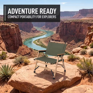 Chaise pliante de camping en bois massif Kermit, détachable, pour pêche, plage, pique-nique, patio, balcon – Offre spéciale - Product Image 3