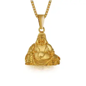 Small quantity wholesale popular 24K gold plating stainless steel buddha pendant,fashion charms