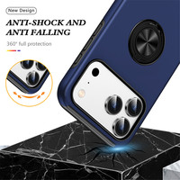 360 °   Draaibare iPhone 17 plastic hoesje blauwe case voor iPhone 17 Pro Max hoesje met verborgen standaard voor iPhone 17 Air telefoonhoesje