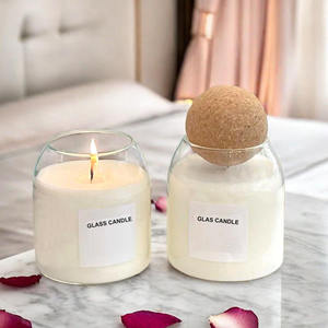 Frascos de Vidro Borossilicato Vazios com Tampa de Cortiça Redonda 500ml, Suporte de Vela de Vidro Vazio para Decoração de Casa para o Dia dos Namorados - Product Image 1