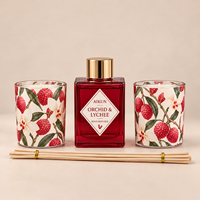 Diffuseur de parfum en verre carré Aikun Buyer 100 ml avec bougie, coffret quadrillé, logo en aluminium, toutes senteurs, longue durée, faible MOQ, livraison rapide pour cadeaux