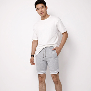 <b>Men's</b> Black Cotton Bermuda <b>Shorts</b> With <b>White</b> Side Stripes Drawstring Waist Casual Jogger <b>Shorts</b> - Product Image 4