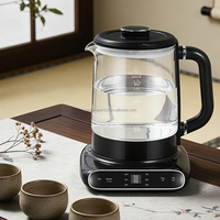Bouilloire électrique intelligente sans fil de 1,7 litre 1500W avec affichage numérique, en verre borosilicate de haute qualité, bouilloire tactile, hôtels, foyers, OEM