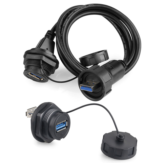 4/9 Pin Quality Waterproof USB2.0 USB3.0 TYPE C MICRO USB Connector Female Male Cable Plug Thread M20 M25 Made Guangdong China