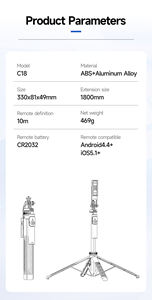 Nuevo C18 estable Quadpod equilibrado tiro constante Quadpod Mini Selfie Stick equilibrio estabilizador soporte al aire libre Selfie Stick 1,8 m - Product Image 4