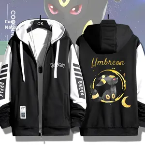 Sweat-shirt à capuche ample imprimé anime Pokémon Eevee, veste d'étudiant pour l'automne, mode printemps, en laine peignée, ODM - Product Image 2