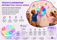 Juguete Musical Interactivo Whack-a-mole para Niños, Juego de Luces Táctiles LED RGB, Equipo de Actividades Sensoriales para Niños