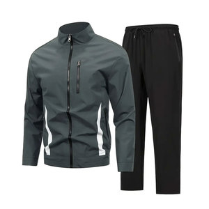 Ensemble de survêtement deux pièces pour homme, veste zippée à col montant, pantalon à cordon de serrage, vêtements de sport décontractés légers, OEM - Product Image 1