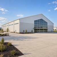 Centre de loisirs commercial durable en structure acier, entrepôt de vente au détail moderne en métal résistant aux intempéries, bureau et atelier