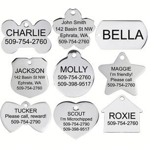 Étiquettes métalliques en acier inoxydable pour chiens, personnalisables, vierges, double face, pour identification d'animaux, médailles nominatives pour chiens - Product Image 3