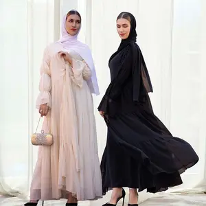 Wholesale 2024 High Quality Custom Islamic Clothing Dubai Abaya Muslim Dress Kimono Summer Muslim Girls Abaya