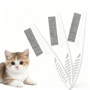 犬と猫のグルーミングのための高密度歯PP & ステンレススチール針ペットコーム & ブラシ-フリーディープルーズファー除去 - Product Image 2