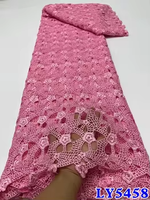 Nouveau design de tissu en dentelle cordonnée, broderie en dentelle guipure, tissu en dentelle soluble dans l'eau vert pour robe femme