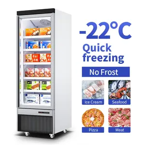 MUXUE縦型冷凍庫業務用冷凍庫シングルドア直立冷凍庫、ガラスドア付きアイスクリーム冷凍食品ディスプレイ用