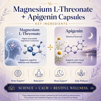 Capsules OEM de L-Thréonate de Magnésium et Apigénine pour la Relaxation, le Sommeil et le Bien-être Cérébral - Halal, ISO, HACCP, COA, Faible MOQ, Prêt à Expédier