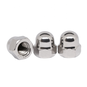 DIN 1587 304 in acciaio inox noce acorno M10 filo imperiale zinco placcato lucido finitura unlosing tappo a cupola esagonale rotondo dado - Product Image 2