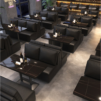 Ensemble de meubles commerciaux Bilido pour restaurant et hôtel moderne : canapés, banquettes, chaises et tables en métal et cuir