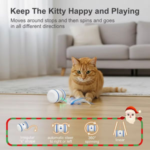 Pet malzemeleri akıllı kedi oyuncak Pet otomatik hareketli engel kaçınma oyuncak tüy ile kediler için interaktif kedi Robot oyuncak eğitim - Product Image 3