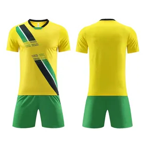 High quality yellow color soccer uniforms sets men custom plain classic club sports football t-shirt